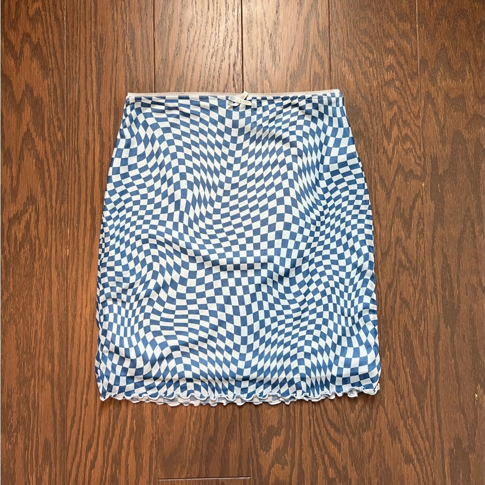 wild fable Blue and White Check Mini Skirt